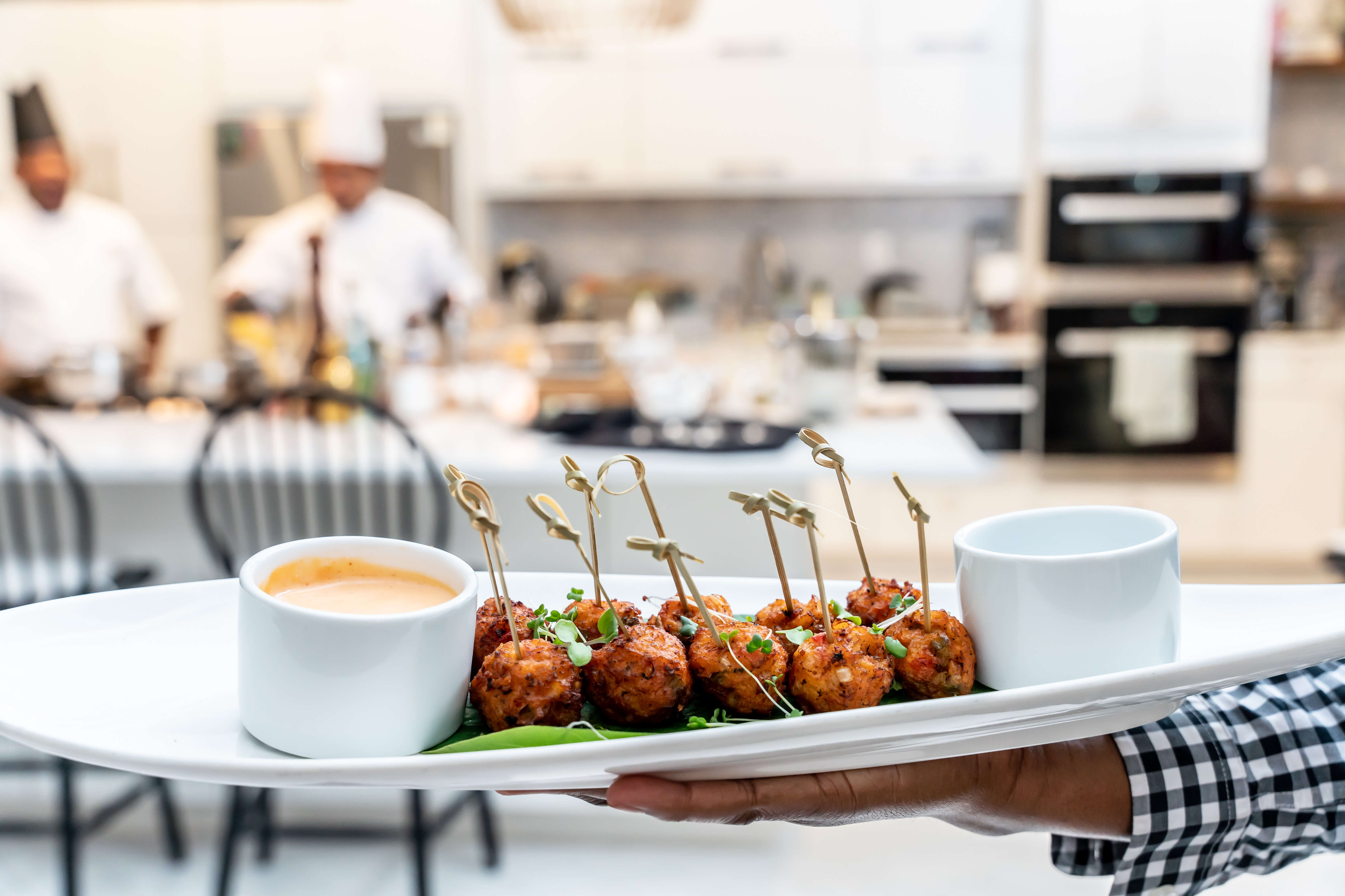 8 mise en place cayman conch fritters passed canapes